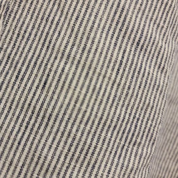 Talbots Linen Blend Pants Railroad Blue Stripe 14P Wide Leg Coastal Nautical 073 - Picture 7 of 9